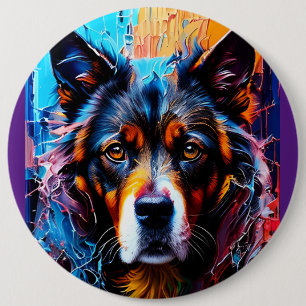 Abstract splash colour dog  6 cm round badge