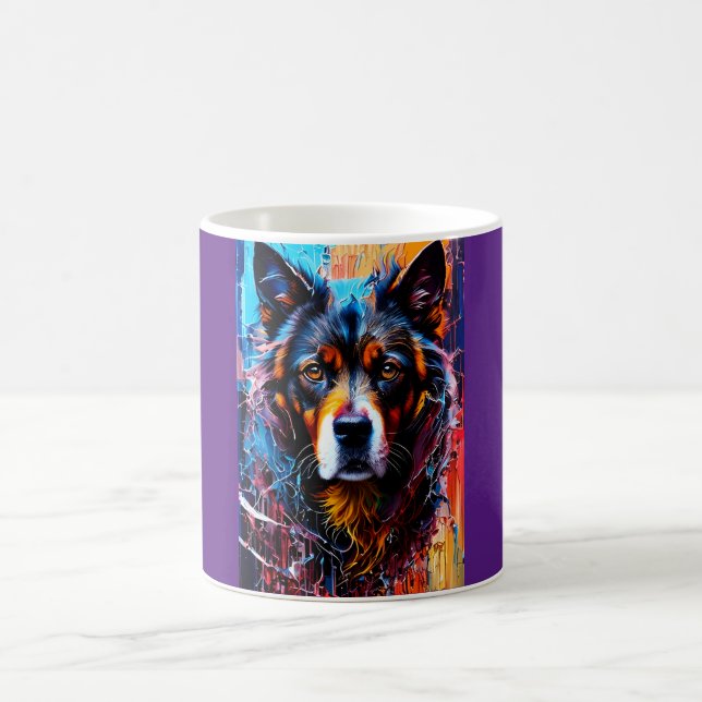 Abstract splash colour dog coffee mug (Center)