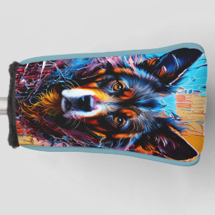 Abstract splash colour dog  golf head cover