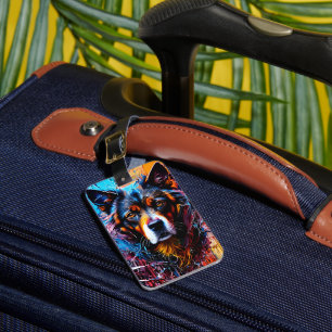 Abstract splash colour dog luggage tag