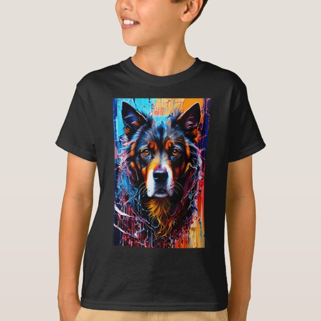 Abstract splash colour dog  T-Shirt (Front)