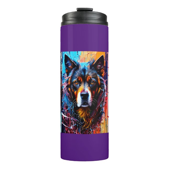 Abstract splash colour dog     thermal tumbler (Front)