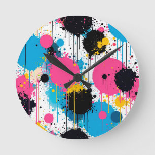 🎨 Abstract Splash Colourful Pattern Modern Design Round Clock