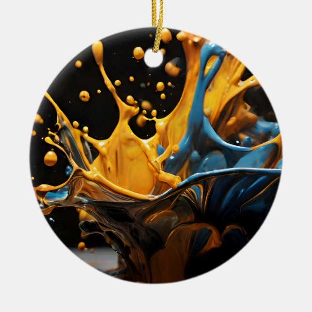 Abstract splash of paint ceramic ornament (Front)