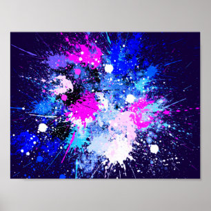 Abstract Splash Painting on Canvas Poster