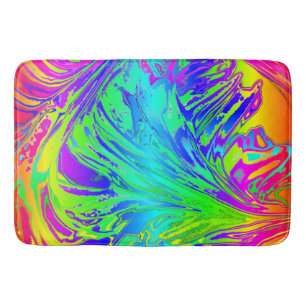 Abstract Splashing Rainbow Liquid Bath Mat