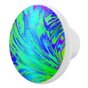 Abstract Splashing Rainbow Liquid Ceramic Knob