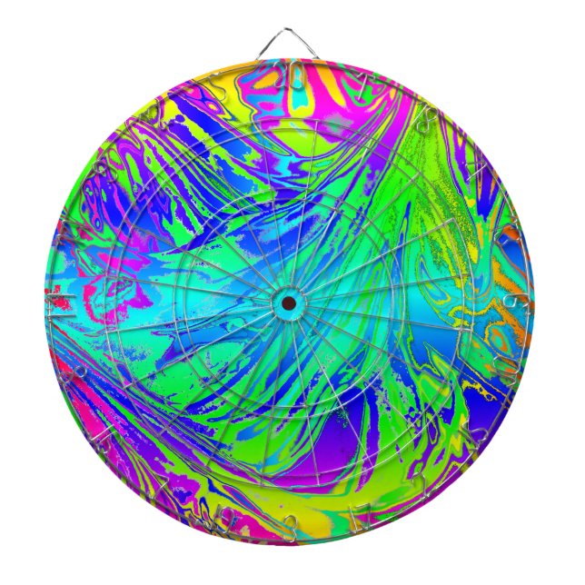 Abstract Splashing Rainbow Liquid Dartboard (Front)