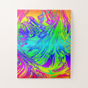 Abstract Splashing Rainbow Liquid Jigsaw Puzzle