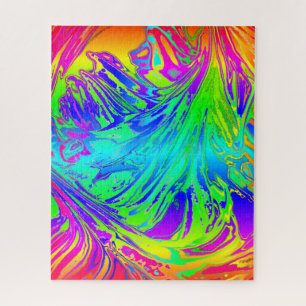 Abstract Splashing Rainbow Liquid Jigsaw Puzzle