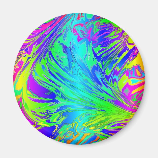 Abstract Splashing Rainbow Liquid Magnet (Front)