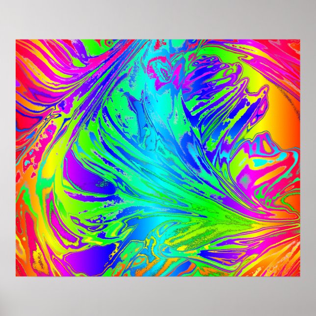 Abstract Splashing Rainbow Liquid Poster (Front)