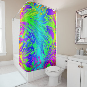 Abstract Splashing Rainbow Liquid Shower Curtain