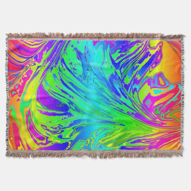 Abstract Splashing Rainbow Liquid Throw Blanket (Front)