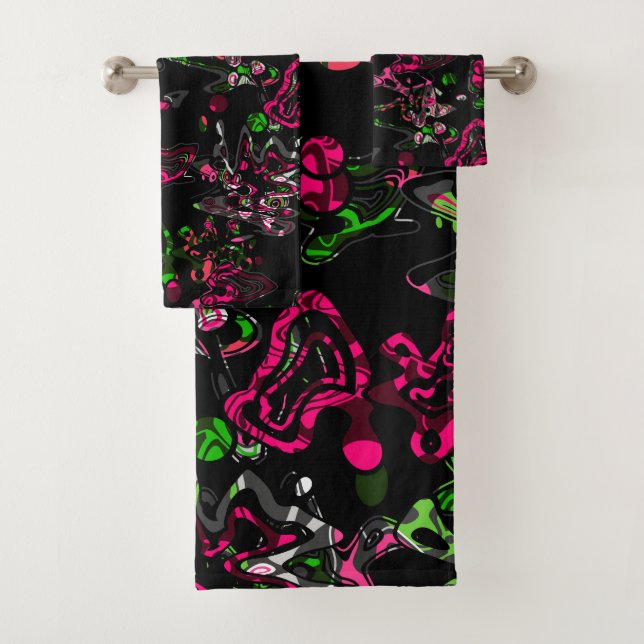 Abstract splatter brush modern stylishly fashionab bath towel set (Insitu)