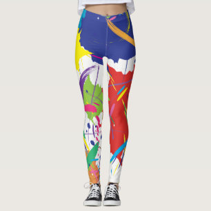 Abstract Splatter Paint Vector Digital Art Cool Leggings
