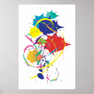 Abstract Splatter Paint Vector Digital Art Cool Poster