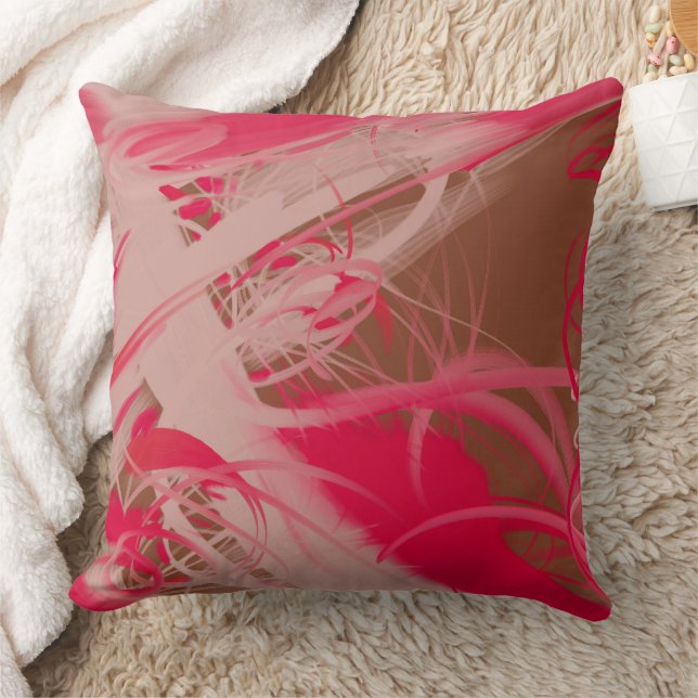 Abstract Splattered Paint Pink Brown Cushion (Blanket)