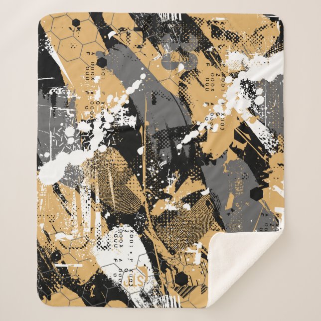 Abstract sport, graffiti style sherpa blanket (Front)