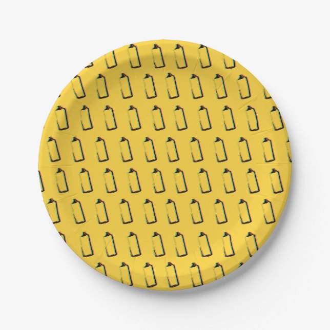 Abstract Spray Paint Can Pattern Paper Plate (Front)