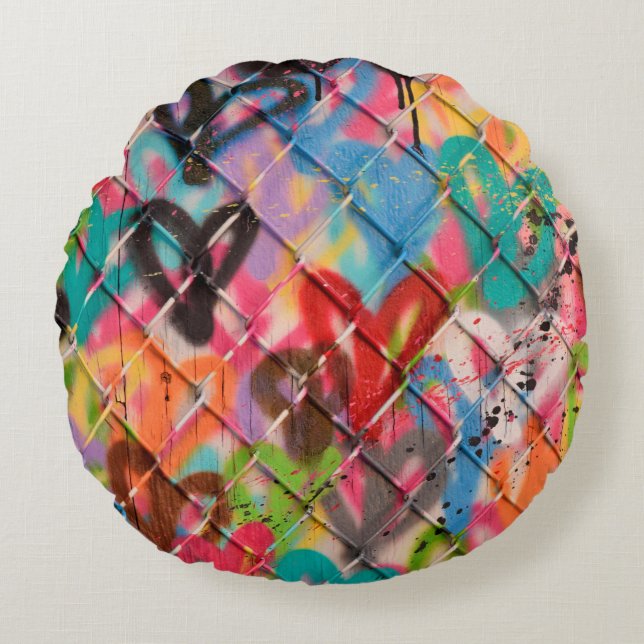 Abstract Spray Paint Texture Backgroundart,street, Round Cushion (Front)