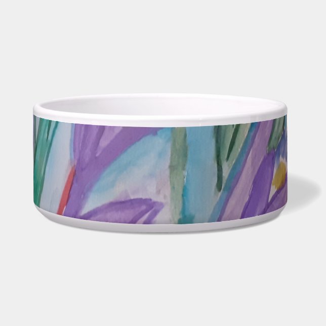 Abstract Spring Crocus Ceramic Pet Bowl (Front)