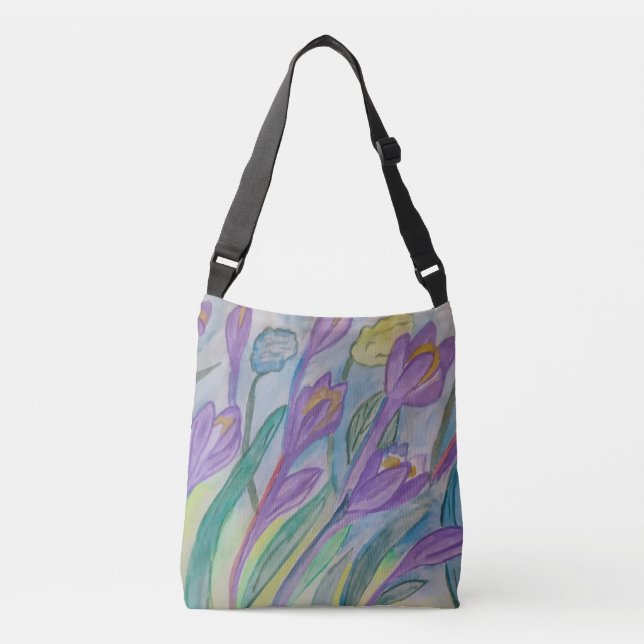 Abstract Spring Crocus Crossbody Bag (Front)