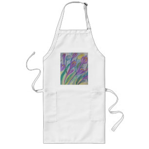 Abstract Spring Crocus Long Apron