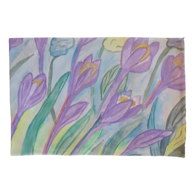 Abstract Spring Crocus Pillowcase (Front)