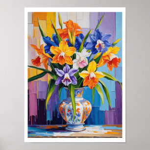 Abstract Spring Floral Bouquet Daffodils Frame It Poster