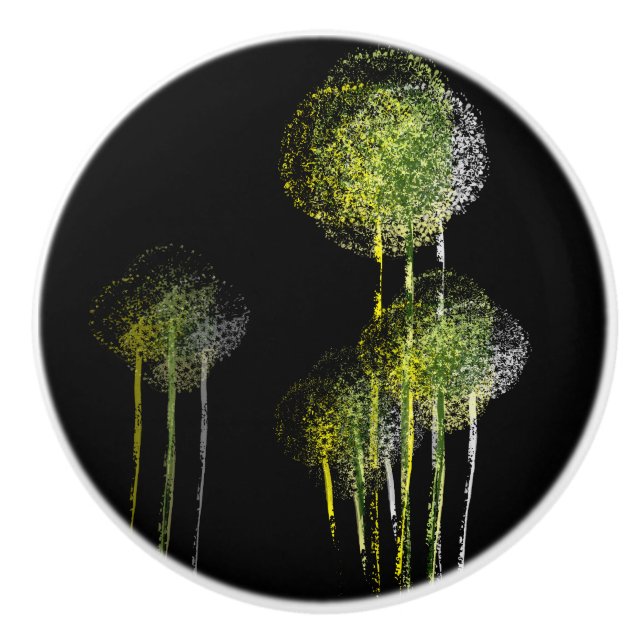 Abstract Spring Flower Trees #3 Ceramic Knob (Front)