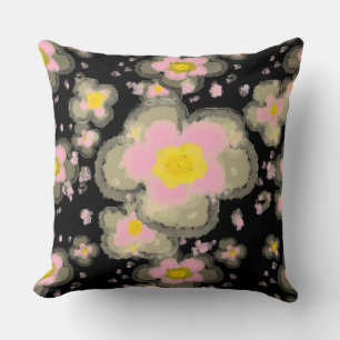 Abstract Spring Flowers (pink/black) Cushion
