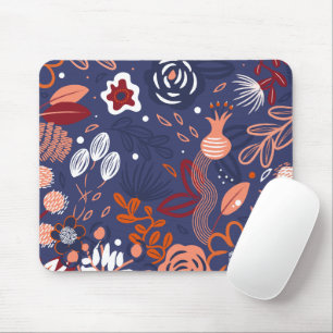 Abstract Spring Purple Floral Pattern Mouse Pad