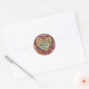 Abstract Sprinkles Heart Mosaic Classic Round Sticker