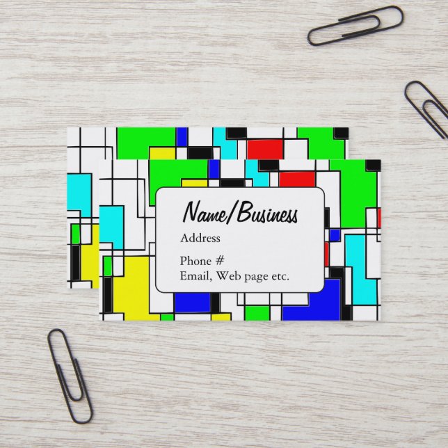 Abstract Square Art Pattern Artist Business Card (Front/Back In Situ)