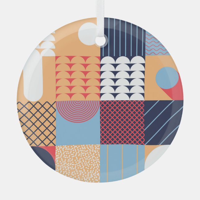 Abstract square artwork: geometric design. glass tree decoration (Front)