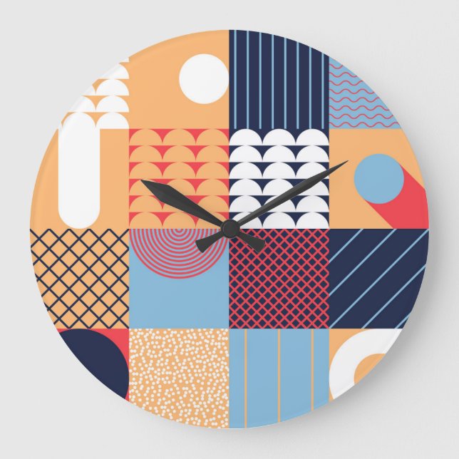 Abstract square artwork: geometric design. large clock (Front)