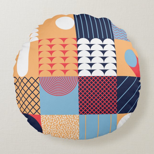 Abstract square artwork: geometric design. round cushion (Front)