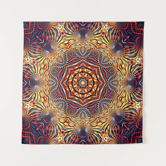 Abstract square background. Symmetric round decora Tapestry (Front)