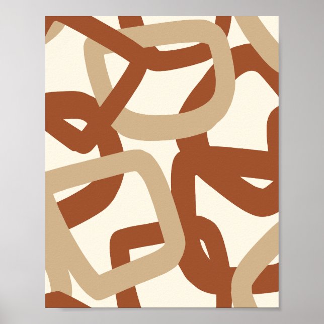 Abstract Square Tangle Earthy Neutral Geometric Poster (Front)