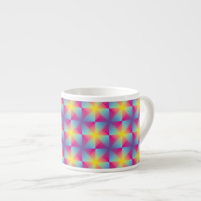 Abstract square vector mosaic espresso cup (Front Right)