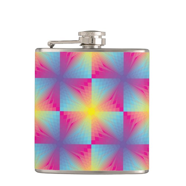 Abstract square vector mosaic hip flask (Front)
