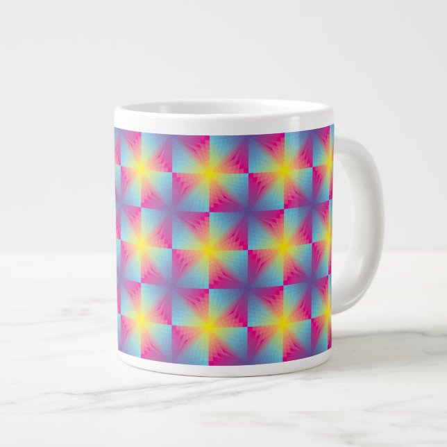 Abstract square vector mosaic large coffee mug (Front Right)