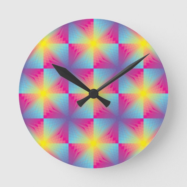 Abstract square vector mosaic round clock (Front)
