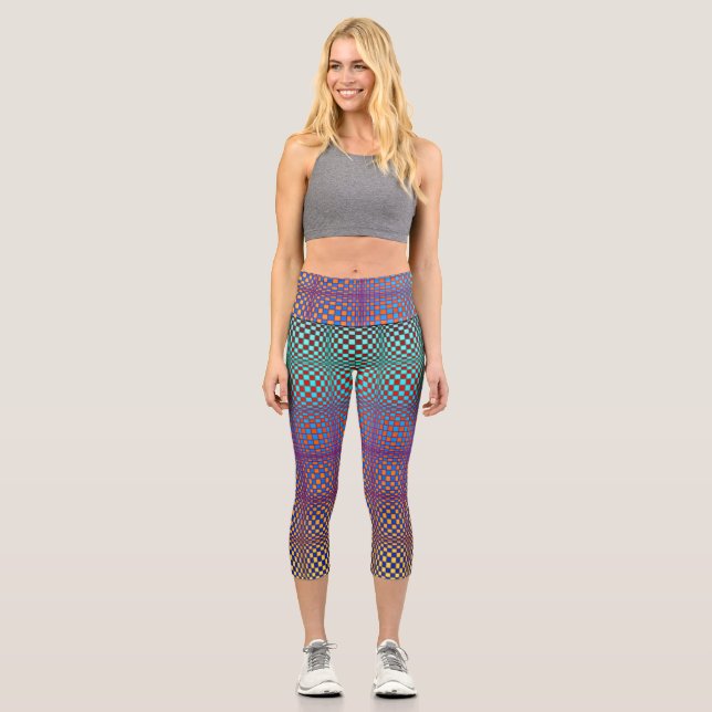 Abstract Squares 2 Capri Leggings (Front)