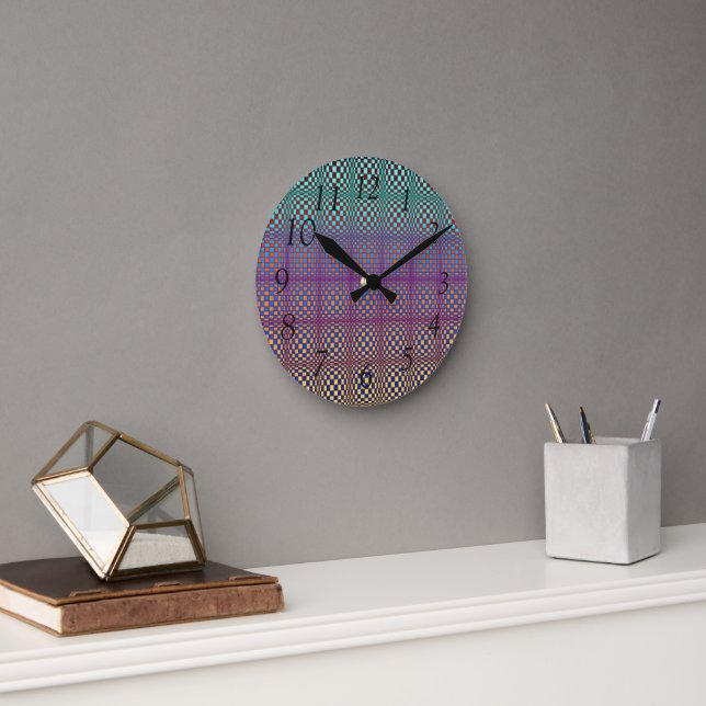 Abstract Squares 2 Round Clock (Office)