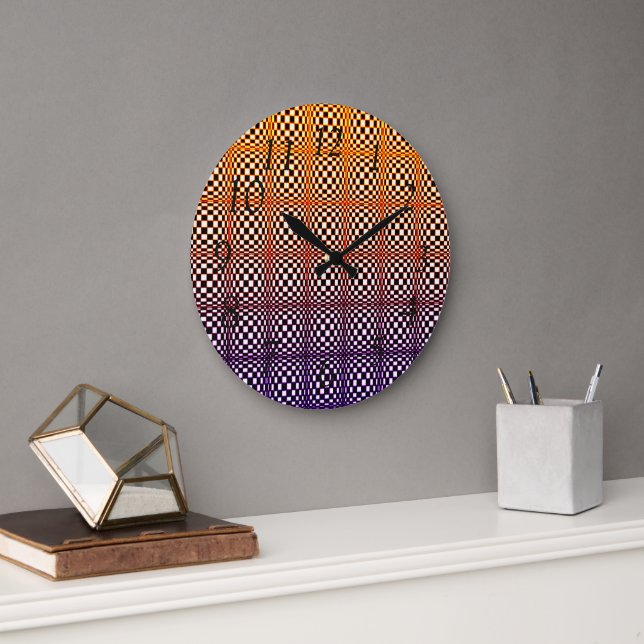Abstract Squares 3 Large Clock (Office)