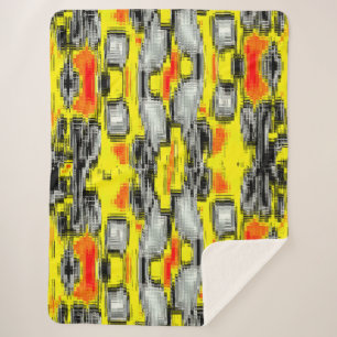 Abstract squares formed from scratches over yellow sherpa blanket