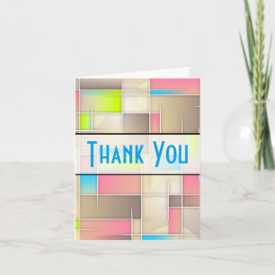 Abstract Squares Geometric Pattern Thank You Card