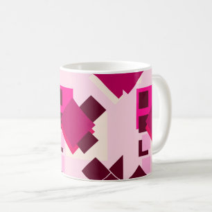 Abstract squares geometric pink red coffee mug